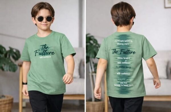 Boys Sage Green Slogan Graphic T-Shirt
