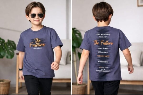 Boys Slate Blue Slogan Graphic T-Shirt