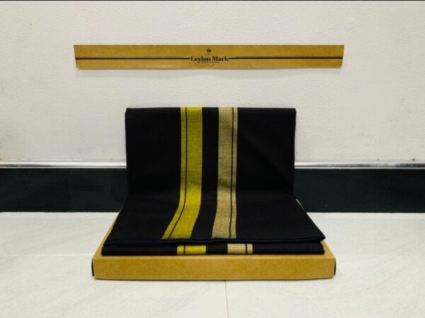 Ceylon Mark Black Gold Twin-Stripe Sarong