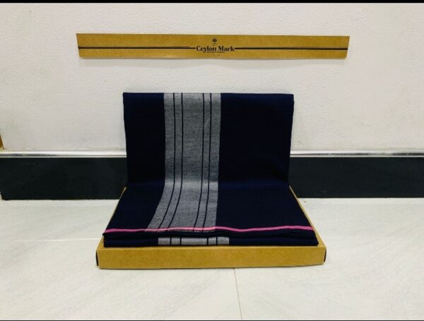 Ceylon Mark Midnight Navy Silver Panel Sarong